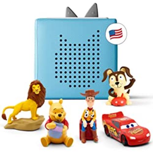 Amazon.com: Toniebox Audio Player Starter Set with Woody, Lightning McQueen, Simba, Winnie-The-Pooh, and Playtime Puppy - Listen, Learn, and Play with One Huggable Little Box - Light Blue : Toys & Games