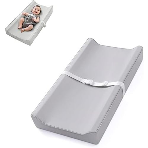 Baby Changing Pad, Waterproof Diaper Changing Pad for Dresser and Table, Leather Wipeable and Easy to Clean, Light Grey 78 * 40 * 11Cm