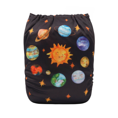 ALVABABY Positioning Cloth Diaper - One Size Adjustable Washable &amp; Reusable Diaper for Babies and Toddlers (YDP95A Planet)