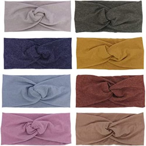 Sugarmelon Baby Headbands Stretchy Hairbands Hair Bow Elastics for Baby Girls Newborn Toddlers Infant Kids Turban Headband (Cross Headband Taupe)