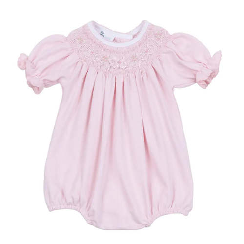 Lillian Bishop Pink Pima Cotton Smocked Romper