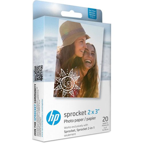 HP Sprocket 2x3" Premium Zink Sticky Back Photo Paper (20 Sheets) Compatible with HP Sprocket Photo Printers.