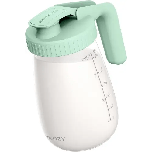 Momcozy Breast Milk Pitcher, Resistant to Heat and Cold Abrupt Temp Swings, No Leak Glass Breast Milk Fridge Storage Container with Wide Mouth, Fast Baby Formula Maker, Green