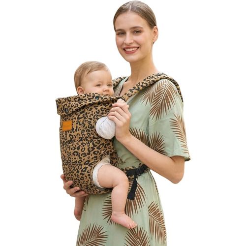 Baby Carrier Newborn to Toddler(7-30lbs), Toddler Carrier Baby Holder Carrier with Adjustable Shoulder Strap, Chest Carriers, Brown Leopard Print