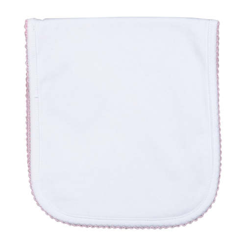 White with Pink Pima Burp Cloth