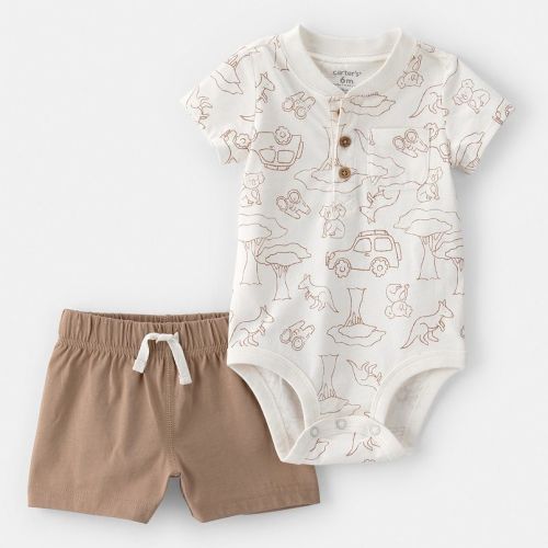 Baby Boy Carter's 2-Piece Safari Short Sleeve Bodysuit & Shorts Set