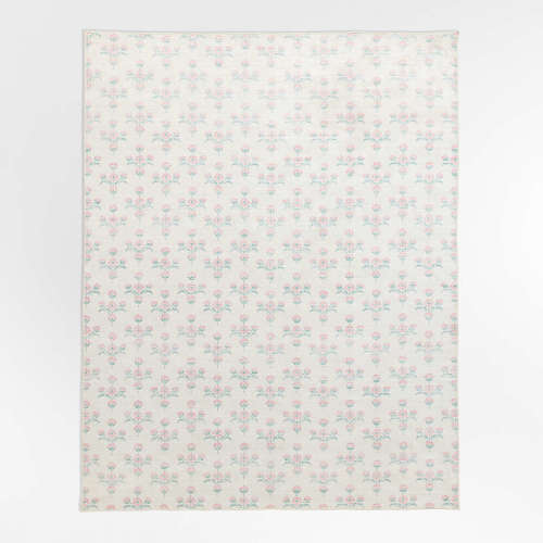 Alma Pink Floral Washable Kids Area Rug 8'x10'