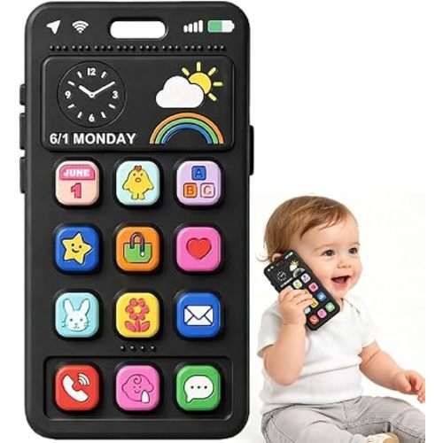 Baby Silicone Phone Teether, Realistic Mobile Phone Teething Toy for Baby 3 6 12 18 Months, Baby's Chew Toys, Food Grade Silicone Teething Toys for Infants, BPA Free, for Babies Gum Relief