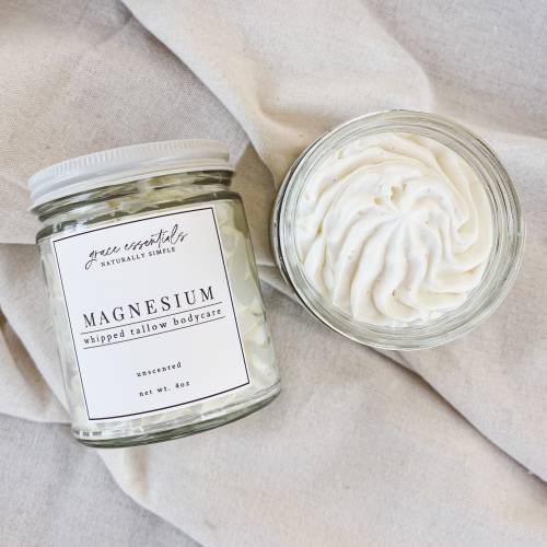 MAGNESIUM Whipped Tallow Balm | Regenerative Grass-Fed Suet | Unscented | Zechstein Magnesium Chloride | Pure + Gentle
