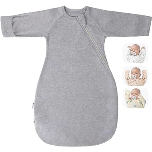 Premium Soft Cotton Transitional Swaddle Sack with Arms Up & Sleeves 0-3 Months, Mitten Cuffs, 2-Way Zipper, Sleeping Sacks for Newborns - Calms Startle Reflex, Boys & Girls Sleep Bag