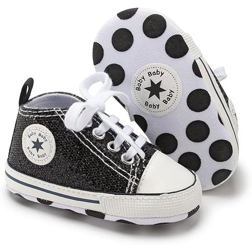 Unisex Baby Girls Boys Canvas High-top Shoes, Newborn Infant Anti-Slip Soft Sole Frist Walking Breathable Sneakers