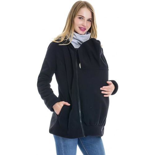 Smallshow Women's Fleece Zip Up 3 in 1 Maternity Baby Wearing Hoodie Sweatshirt Jacket