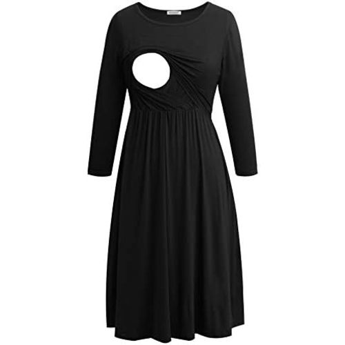 Smallshow Women's Maternity Nursing Dress 3/4 Sleeve Dress for Breastfeeding