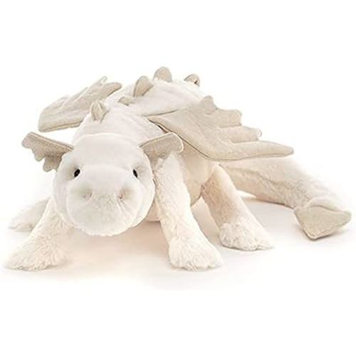 Snow Dragon Stuffed Animal, 24in Dragon Pterosaur Plush Toy with Tiny Wings, Lovely Pterosaur Doll Pillow, Dinosaur Stuffed Animal for Baby Kids (White, 24inch)