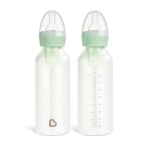 Munchkin Bond® Silicone Glass Bottle, 2-Pack - Mint / 8 Ounce