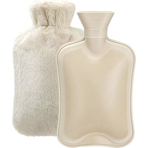 Hot Water Bottle Rubber with Soft Cover (2 Liter) Hot Water Bag for Cramps, Pain Relief, Removable Hot Cold Pack Hot Water Bed Warmer