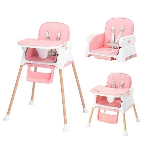 JOYMOR 5 in 1 Baby High Chair for Baby and Toddlers, Portable Highchair Fold Compact,Baby Feeding Chair Booster with Detachable Tray, 5 Point Harness