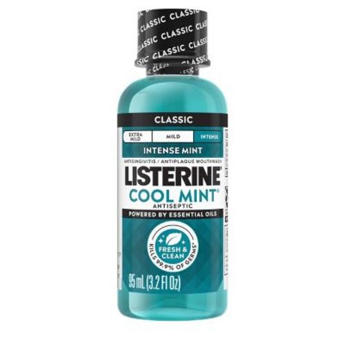 Listerine Antiseptic Intense Mouthwash for Bad Breath - Cool Mint - Travel Size - 3.2oz: Paraben-Free, Sulfate-Free, Phthalate-Free, Menthol