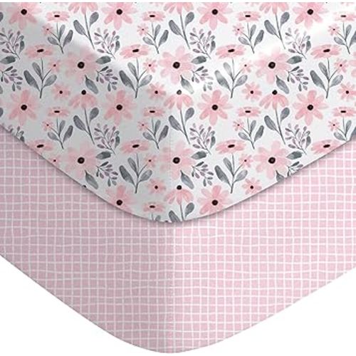 Yoofoss Baby Crib Sheets for Boys Girls, Fitted Crib Sheet 2 Pack for Standard Crib and Toddler Mattress, Super Soft Microfiber Baby Sheet 28x52x8in