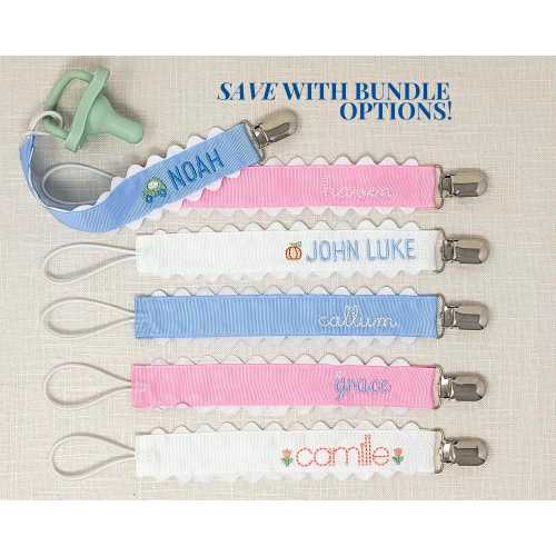 Monogrammed Pacifier Clip for Newborn Custom Name Paci Clip for Newborn Baby Gift Personalized Baby Name Paci Clip Custom Embroidery Gift