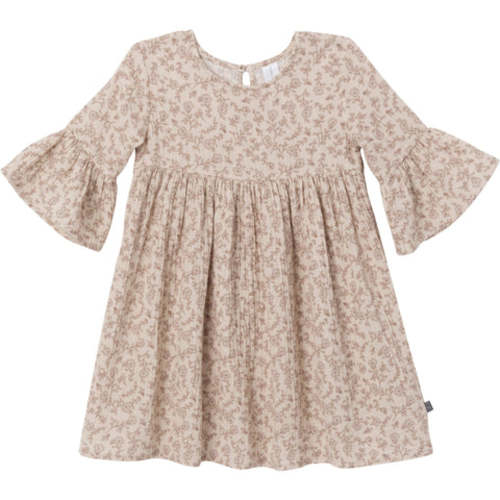 Infant & Toddler Girls Tan Floral Gauze Dress