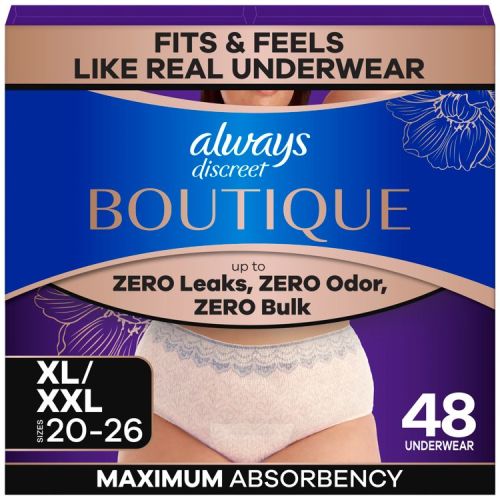 Always Discreet Boutique Underwear Women's Incontinence - Maximum Protection - Extra Large - 48ct