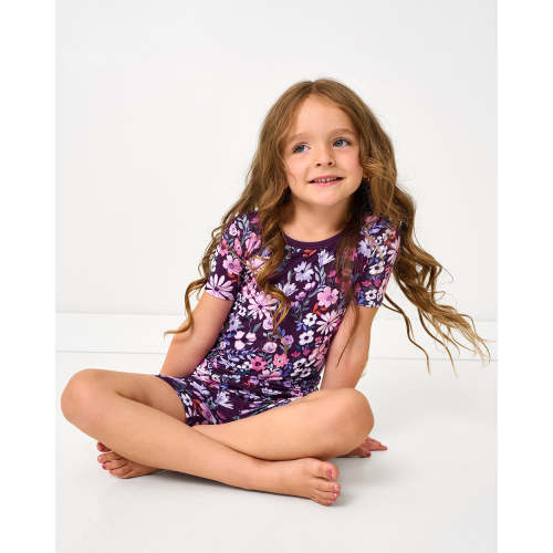 Violet Meadow Two-Piece Short Sleeve & Shorts Pajama Set | Little Sleepies