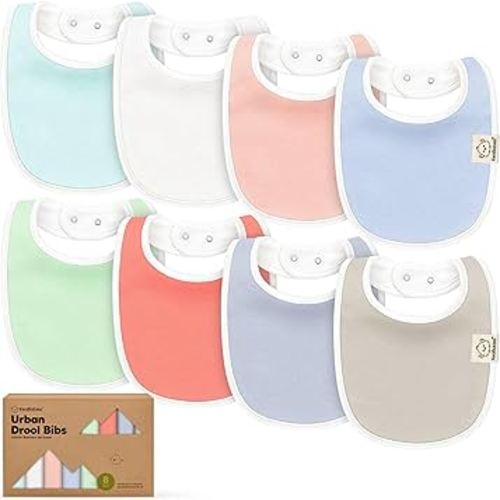 8-Pack Organic Baby Bibs for Boys, Girls - Soft Cotton Drooling and Teething Bibs for Baby Girl & Boy, Extra Absorbent, Easy To Clean & Put On for Toddler, Newborn, Infant 0-24 Months (Spring)