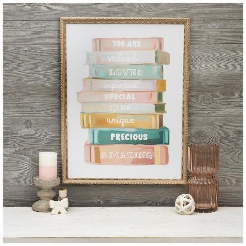 You Are Loved Stacked Books Canvas Wall Decor