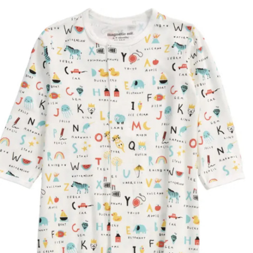 3-6M MAGNETIC ME ABC Love Fitted One-Piece Pajamas, 3-6M
