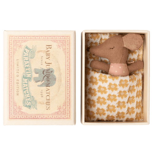 Sleepy wakey baby mouse in matchbox - Rose