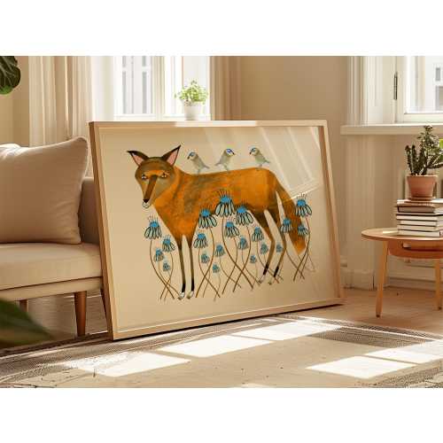 Golden Fox Art Print, Whimsical Home Decor, Gift For Her, Bedroom, Living Room, Kitchen, Dining, Woodland, Christmas, Housewarming Gift