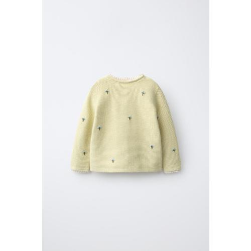 FLORAL EMBROIDERY LACE KNIT JUMPER - Light green | ZARA United States