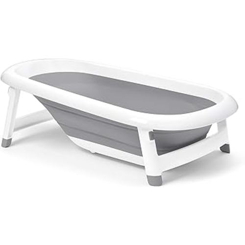 OXO TOT Splash & Store Bathtub | Baby Bathtub | Newborn Baby Essentials | for Keeping Bathtime Secure & Tidy | 0-18 Months | Tub Folds Flat for Compact Storage