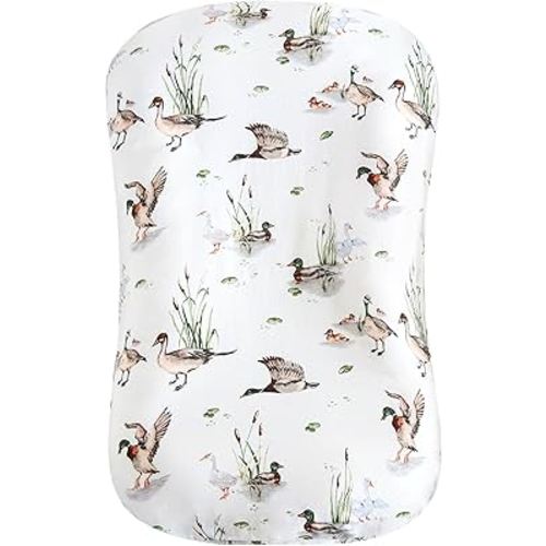 LifeTree Muslin Baby Lounger Cover, Newborn Slipcover Lounger Cover for Boys Girls Infant, Soft 70% Viscose from Bamboo and 30% Cotton, 1 Pack Cover Only, MallardDuck Pattern