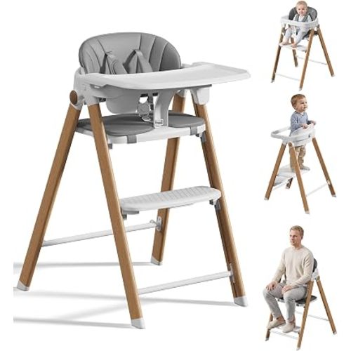 Convertible Baby High Chair & Kids Step Stool, Foldable Toddler Highchairs