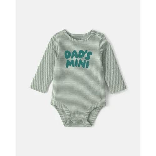 Baby Boy 'Dad's Mini' Long-Sleeve Graphic Bodysuit - Green | Carter's