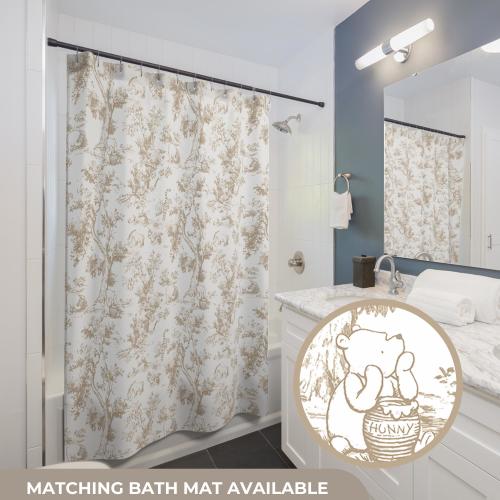 Winnie the Pooh Shower Curtain: Beige French Toile Nursery Decor