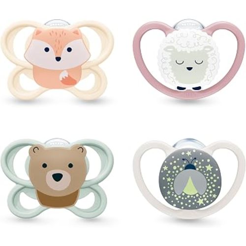 NUK Perfect Match Air Baby Pacifiers, 0-6 Months, Orthodontic Pacifiers that Promote Air Flow & Prevent Drool Rash, 95% Baby Acceptance**, Assorted, 4 Count