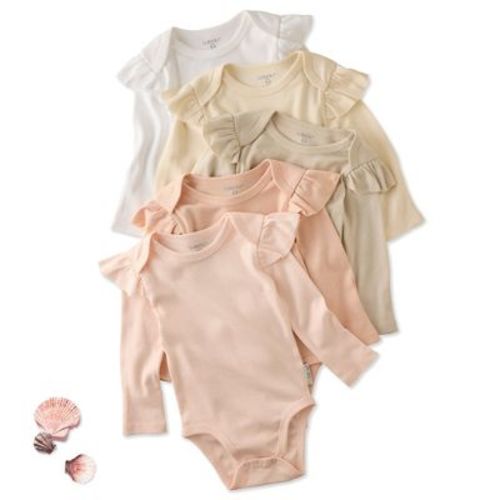 Butterblu ASHLEY 5-Pack Long Sleeve Ruffle Bodysuits Pink Sunrise 3-6M