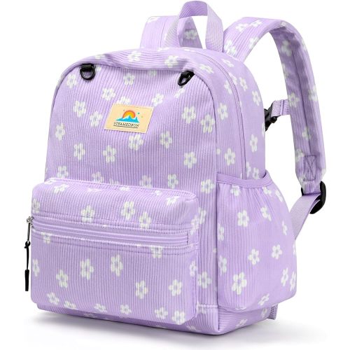 STEAMEDBUN Corduroy Toddler Backpack for Girls 2-4: Kids backpack for Boys Girls - 12 inch Preschool Kindergarten Backpacks - Floral