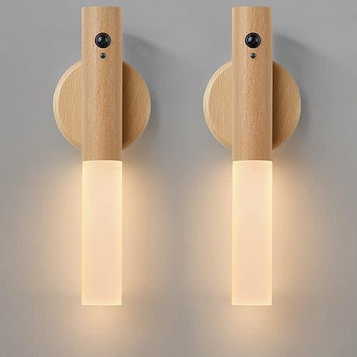 Montford Wall Sconces Set of Two Battery Operated, Motion Sensor Night Light Magnetic Wall Light Rechargeable Wall Sconce, Peel and Stick Sconce Lights for Hallway