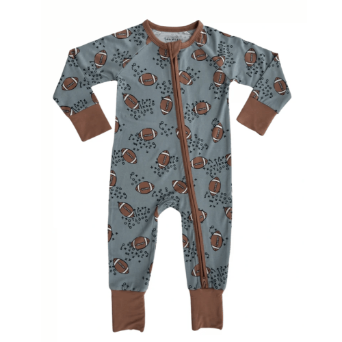 Green Football Zipper Romper – In My Jammers