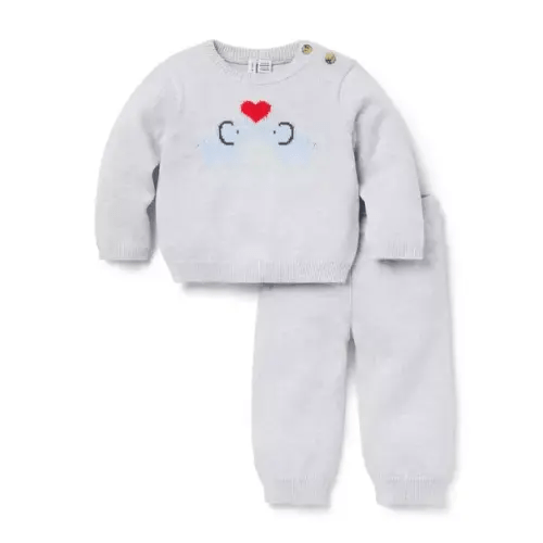 Baby Earl Grey Heather Baby Elephant Matching Sweater Set by Janie and Jack