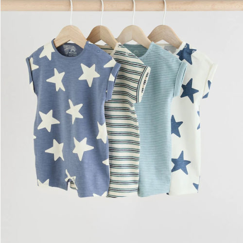 Buy Teal Blue Jersey Baby Rompers 4 Pack from Next USA