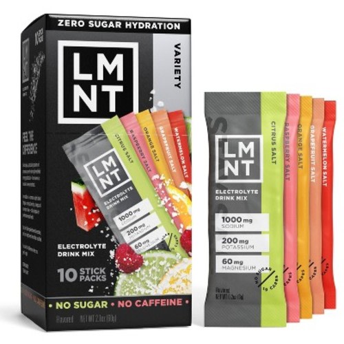LMNT Zero-Sugar Electrolytes Drink - Variety Pack - 2.1oz/10ct: Non-Caffeinated Powder with Five Flavors