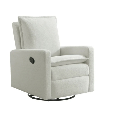 Soho Baby Coventry Manual Upholstered Glider Recliner Rocking Chair 360° Swivel for Nursery and Living Room – Boucle White