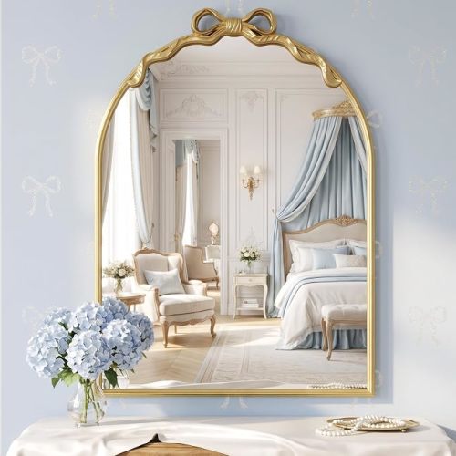 Gold Arched Bow Mirror Decor Large Decorative Nursery Mirror for Wall