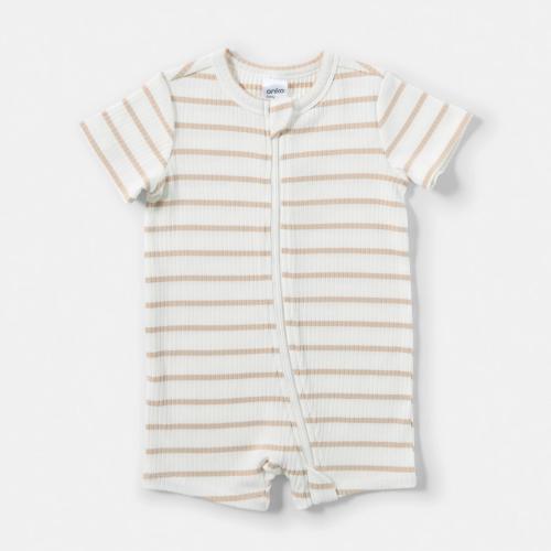 Short Sleeve Rib Zip Romper - Kmart
