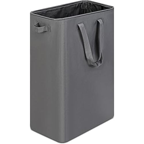 efluky Slim Laundry Basket, Narrow Laundry Hamper with Handles, Collapsible Dirty Clothes Hamper, Tall Laundry Bin for Laundry Room, Dorm and Bedroom, 19.8 Gallon (75L) Grey
